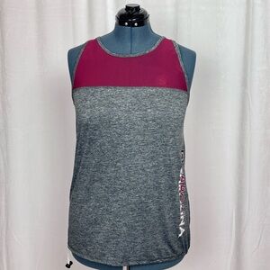 Pink and Gray Color-Blocked Tank Top with Scoop Neck